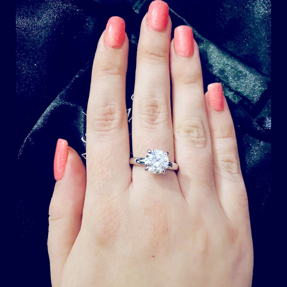 4 Prong 3 CT. CZ Solitaire Ring Round Brilliant Cut in Sterling Silver (I)